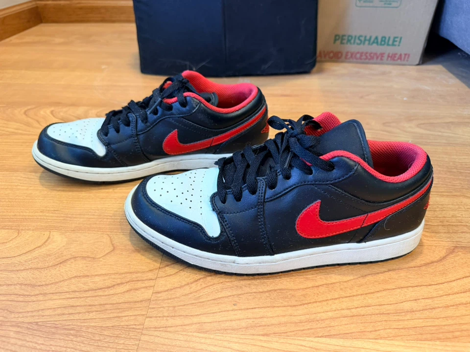 Nike Air Jordan 1 Low Black Gym Red, Size 8.5 US - photo 2