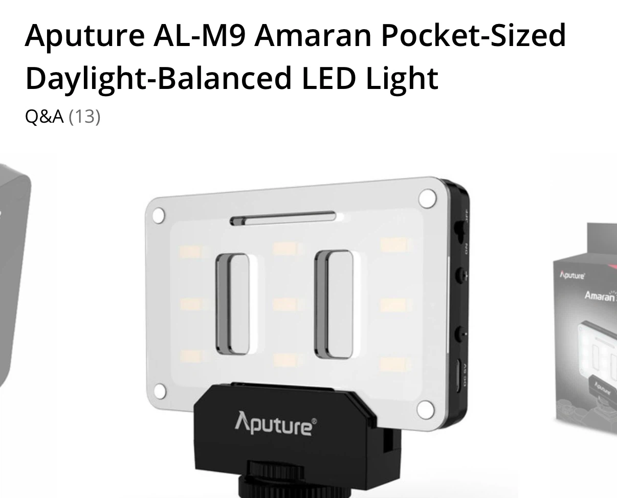 2 Aputure Amaran AL-M9 LED Lights