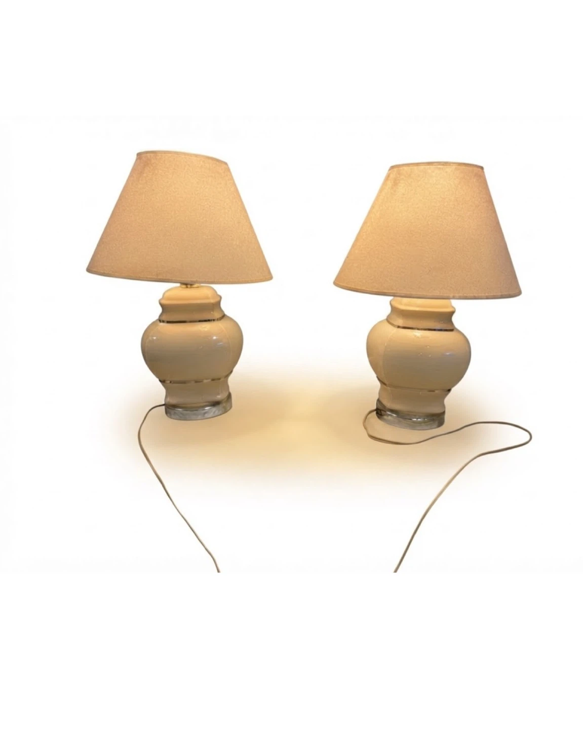 Vintage Postmodern Glossy Ceramic Table Lamps - Pair - photo 2