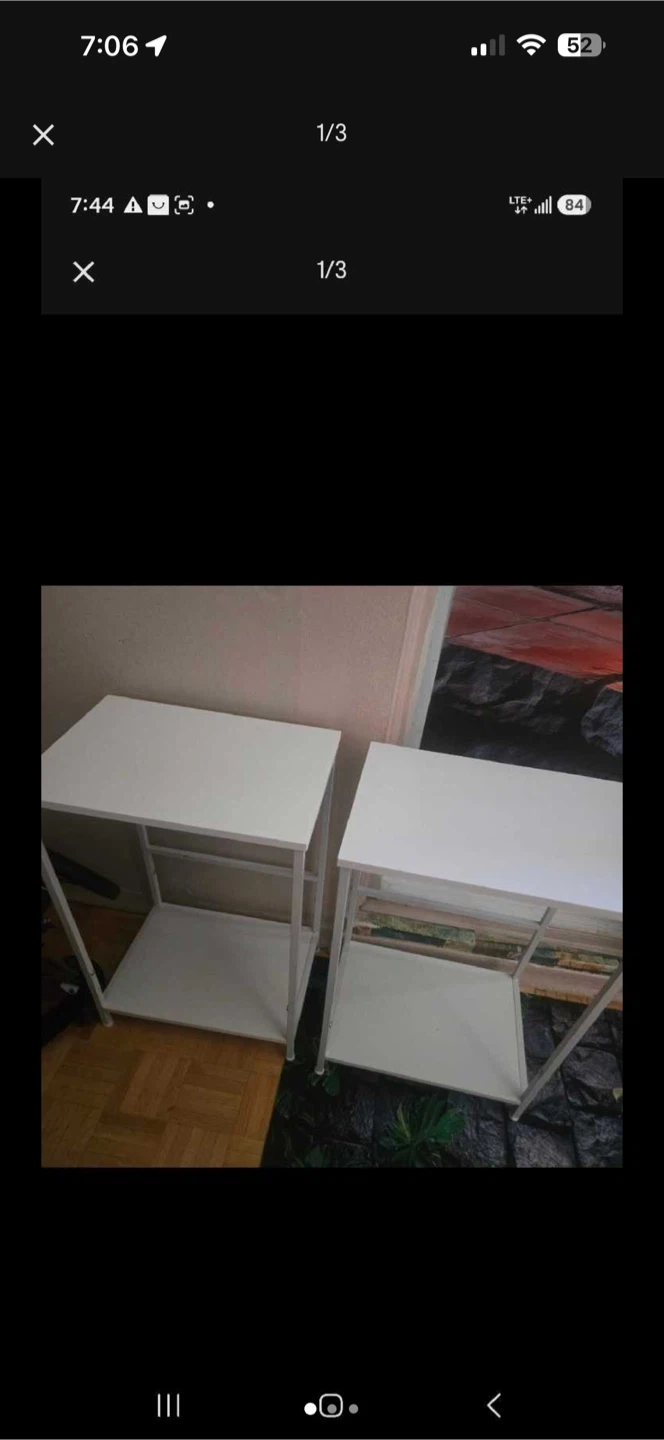 Set of Two White Side Tables