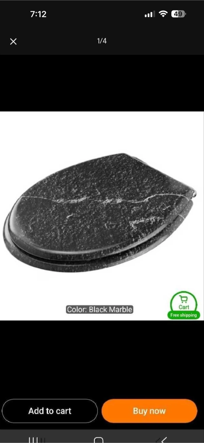 Black Marble Pattern Toilet Seat