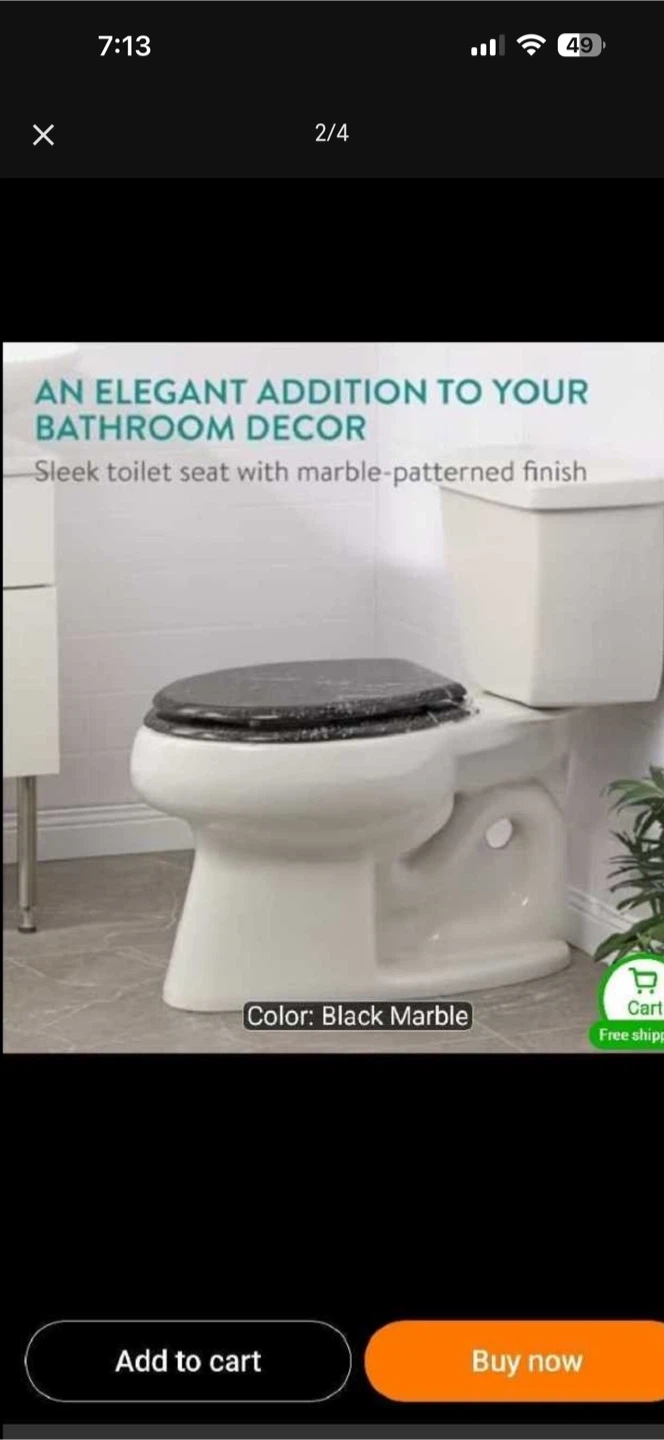Black Marble Pattern Toilet Seat - photo 2