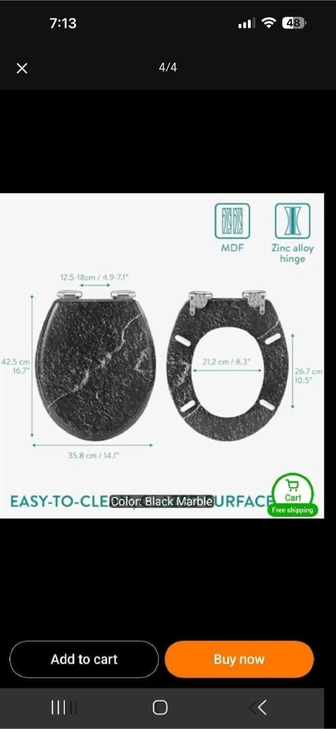 Black Marble Pattern Toilet Seat - photo 3