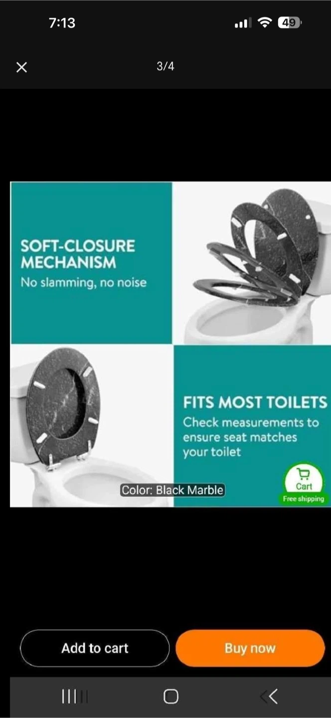 Black Marble Pattern Toilet Seat - photo 4