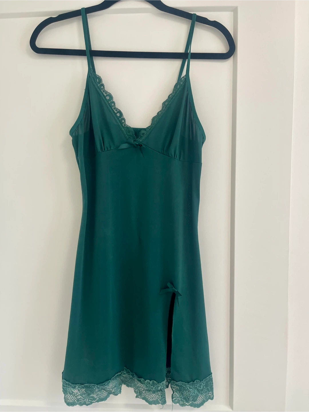 Dark Green Lace Trim Chemise - photo 2
