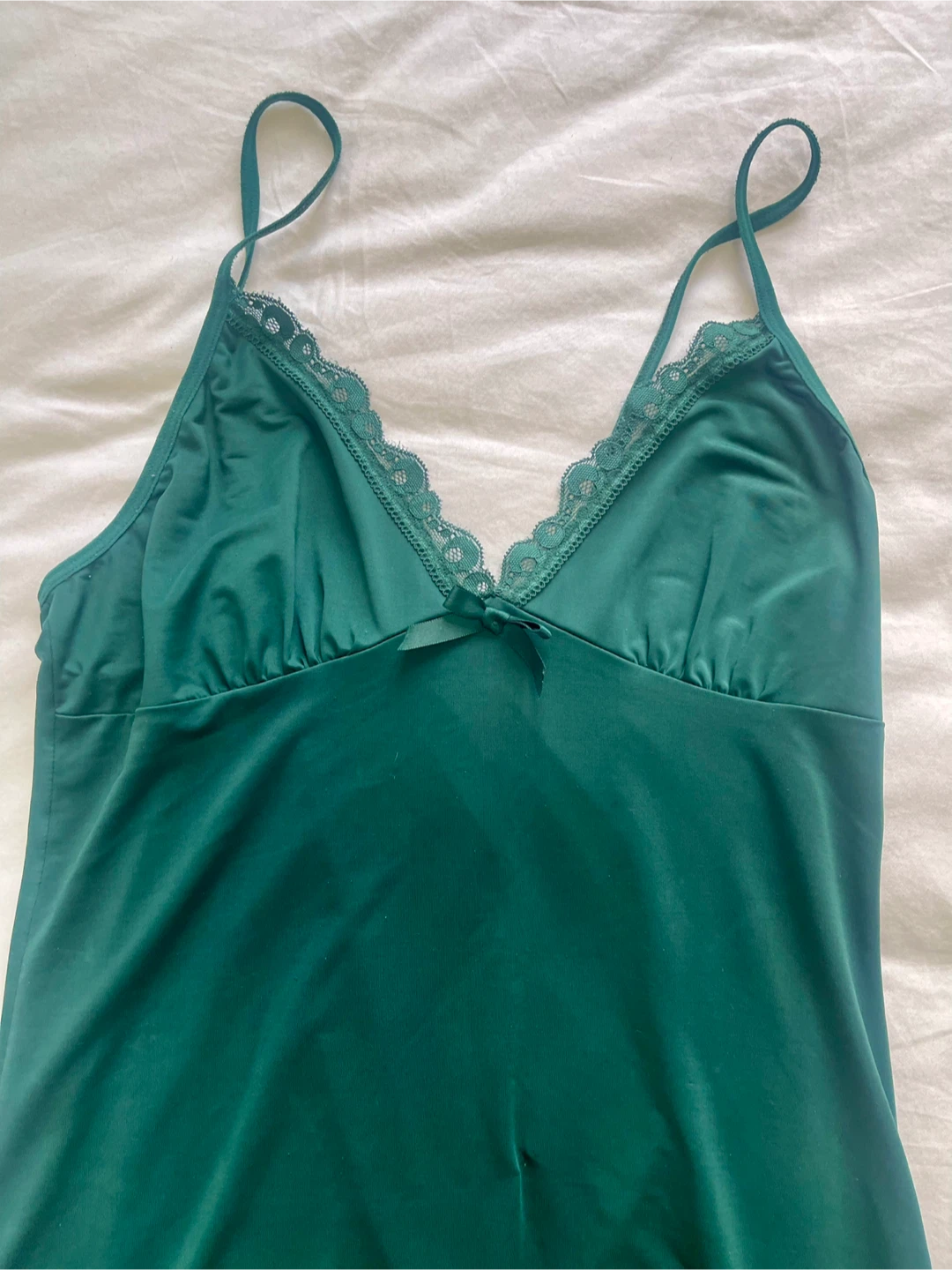 Dark Green Lace Trim Chemise - photo 4
