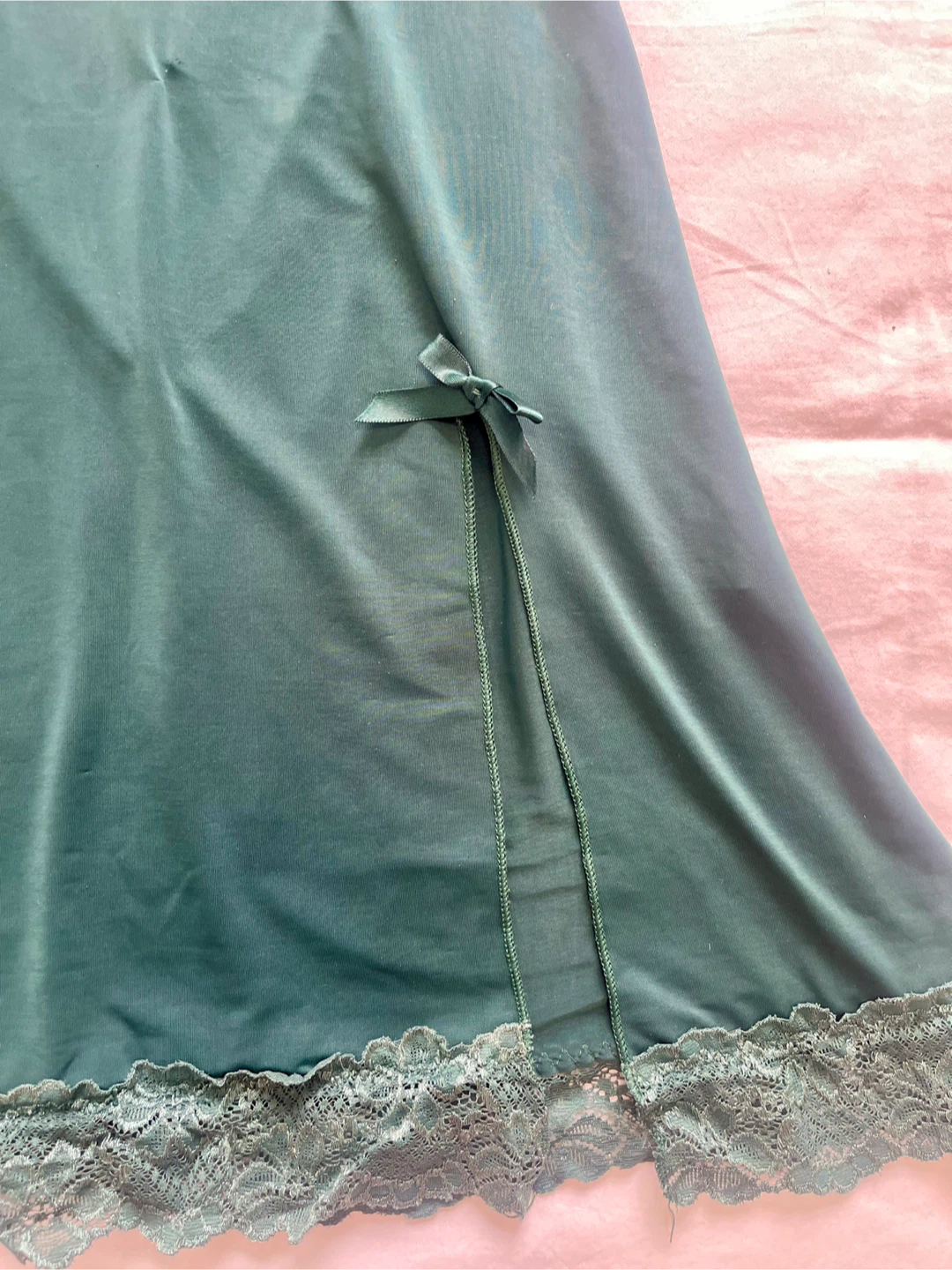 Dark Green Lace Trim Chemise - photo 5