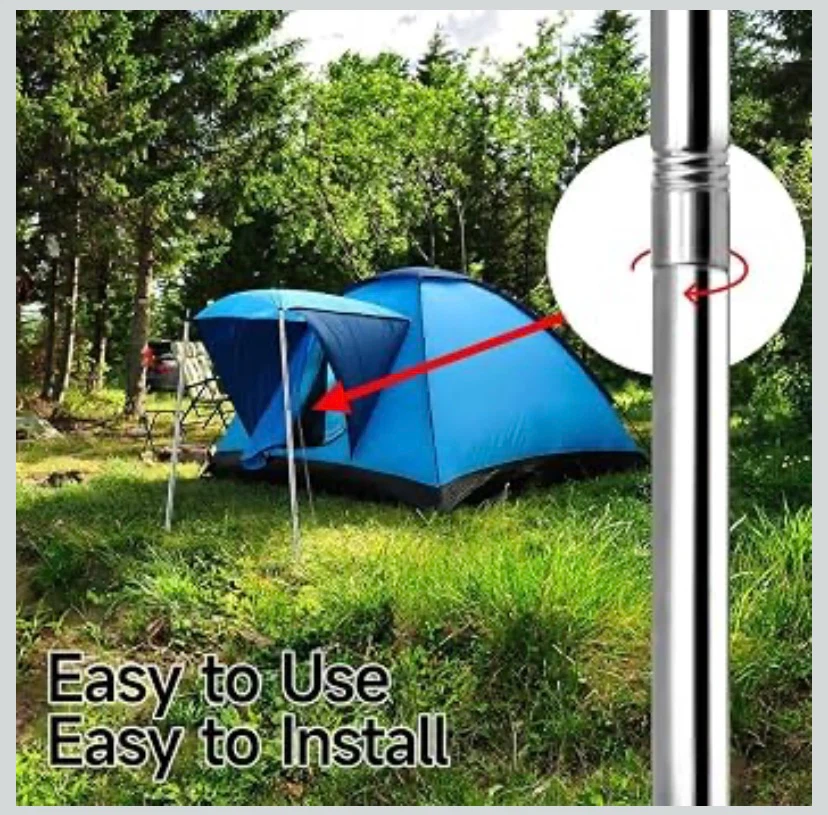 2 Threaded Stainless Steel Tent / Tarp Support Poles - photo 4