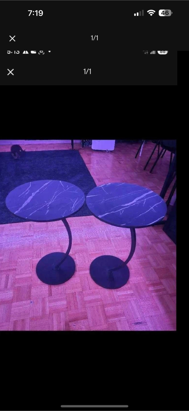 Set of Two Faux Marble Side Tables