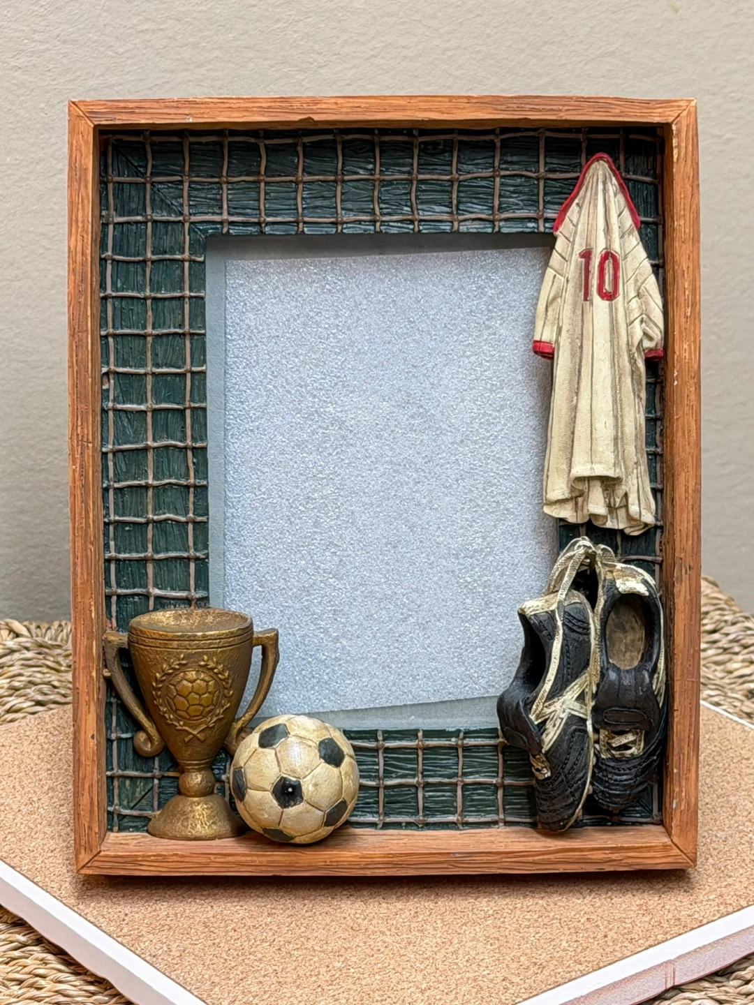 3-D Soccer Theme Picture Frame – Wood & Glass