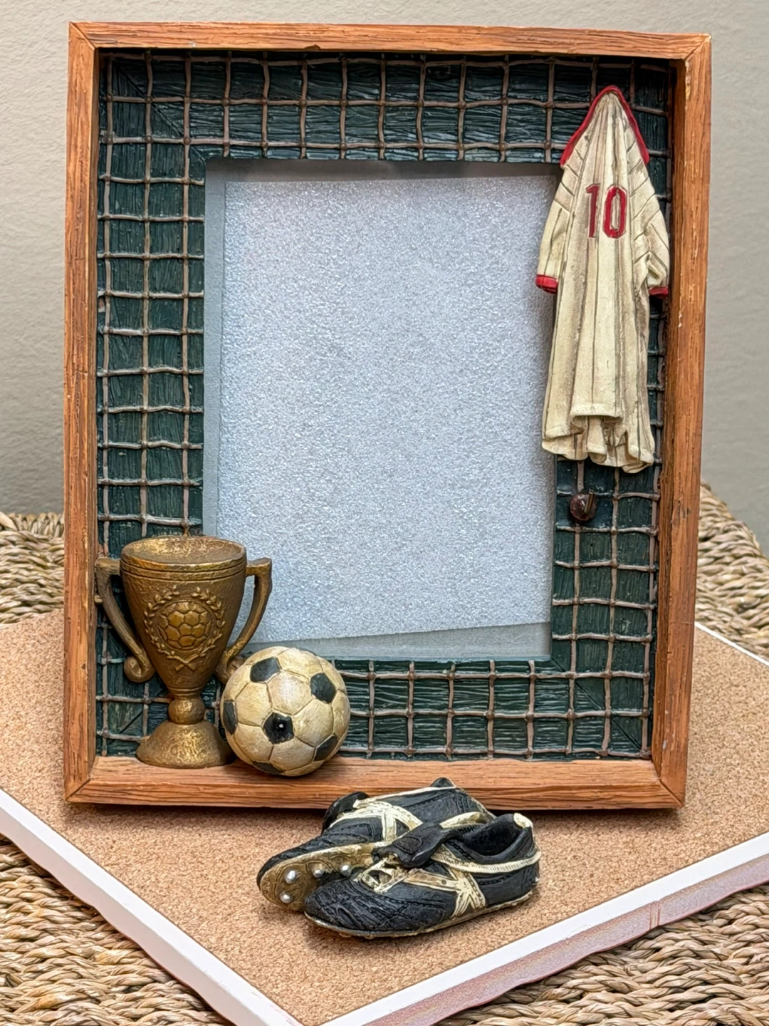 3-D Soccer Theme Picture Frame – Wood & Glass - photo 2
