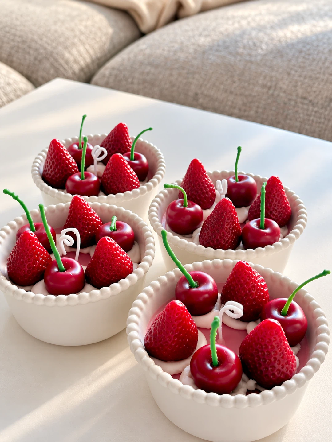 Set of 4 Strawberry and Cherry Dessert Candles - photo 2