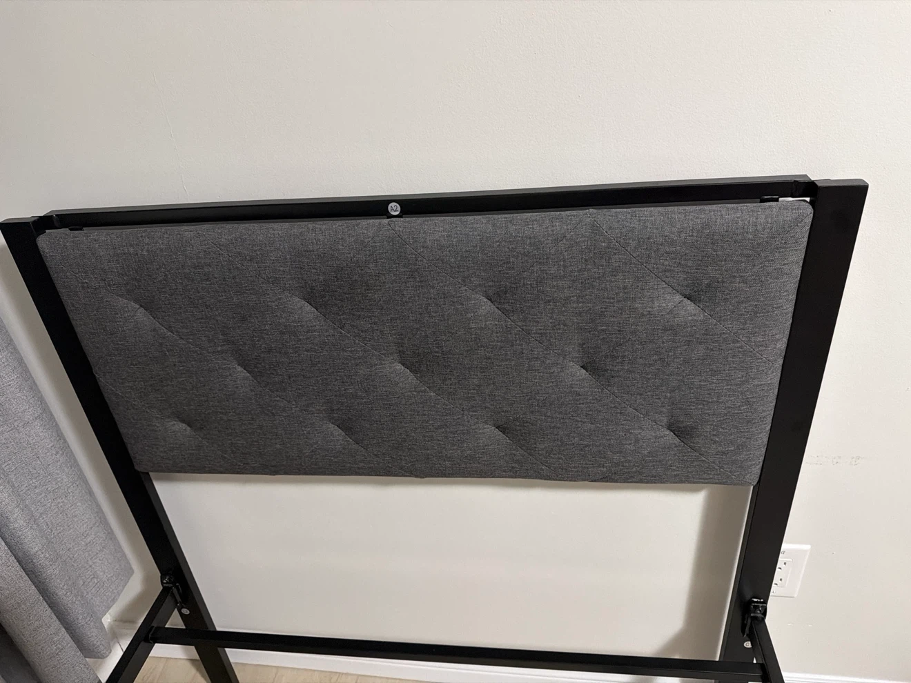 Twin size metal bed frame with upholstered headboard - photo 2