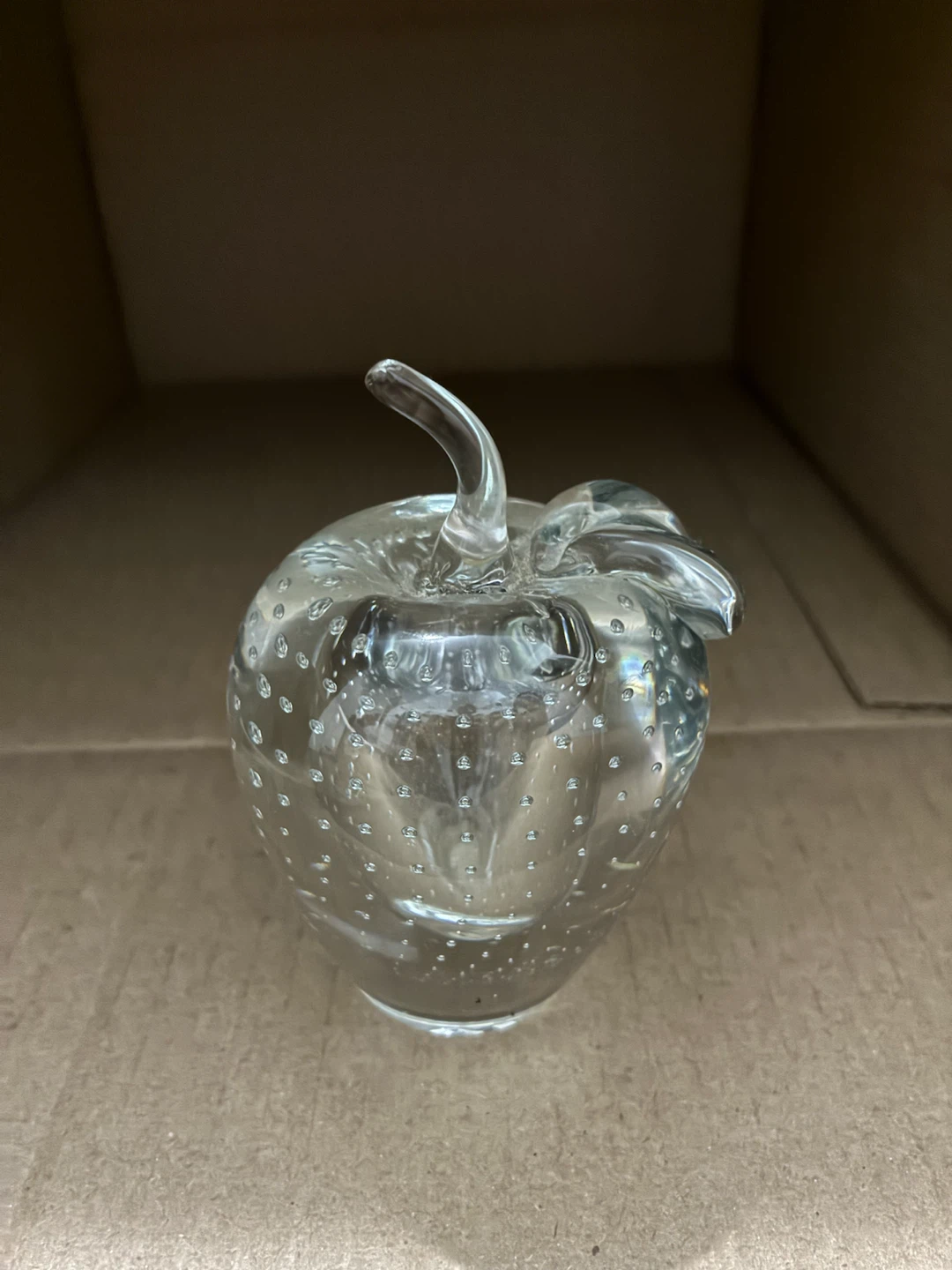 Clear Glass Apple Figurine