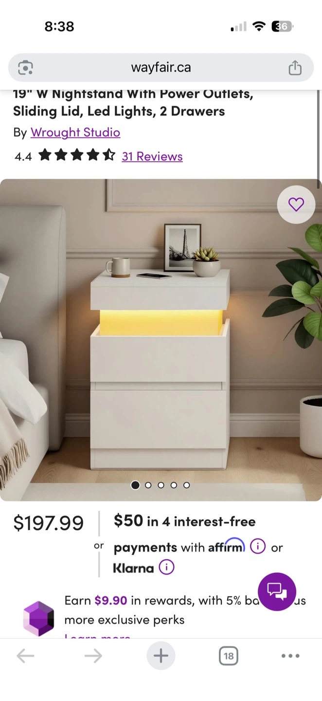 New Nightstand with LED and power outlet