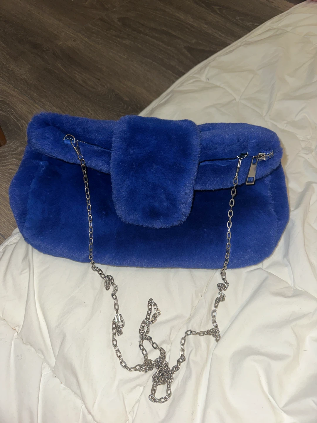Electric Blue Fur Bag, Beret and Spandex Socks - photo 3