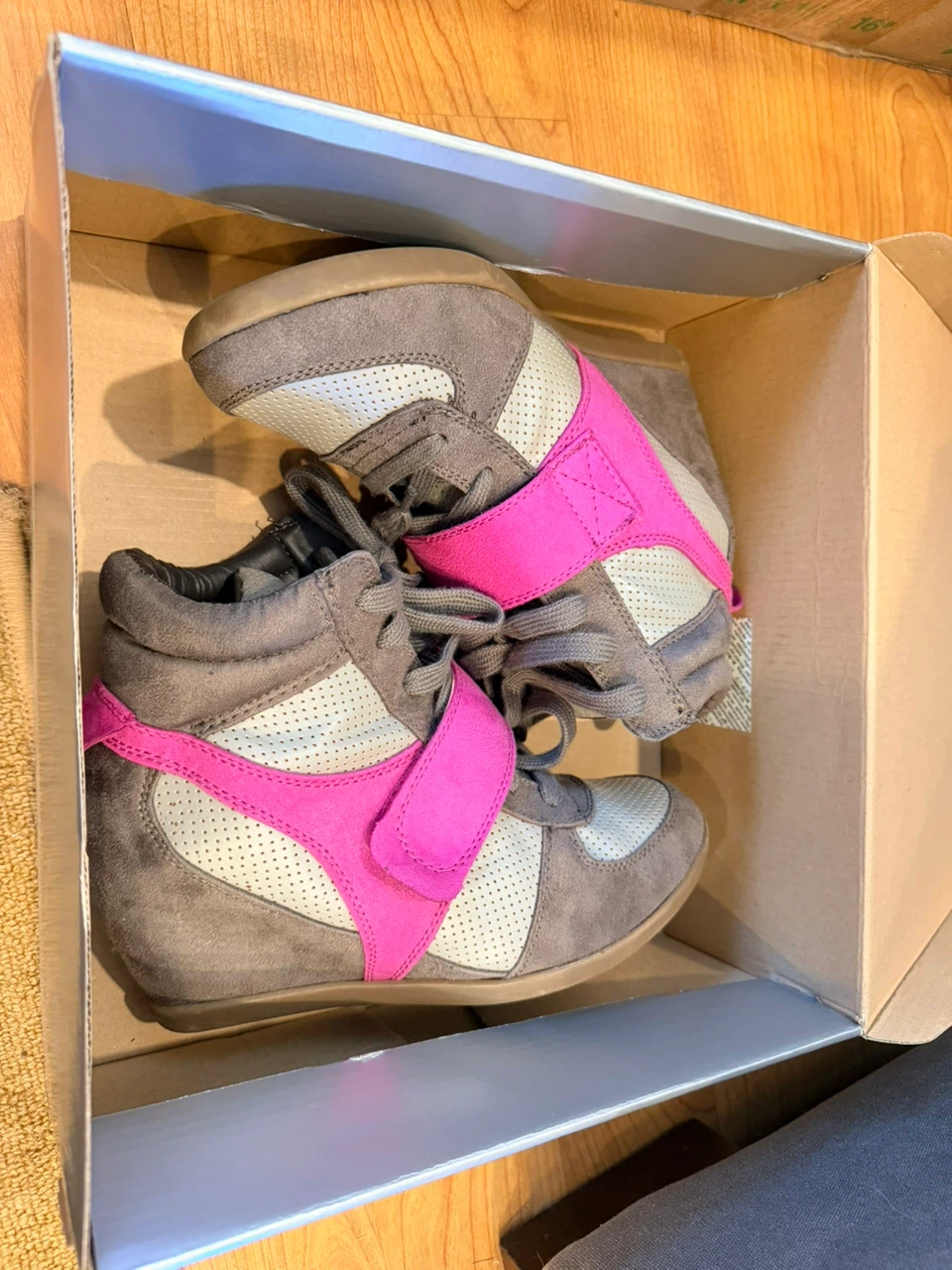 Lane Bryant Wedge Sneakers Gray/Pink Size 8W