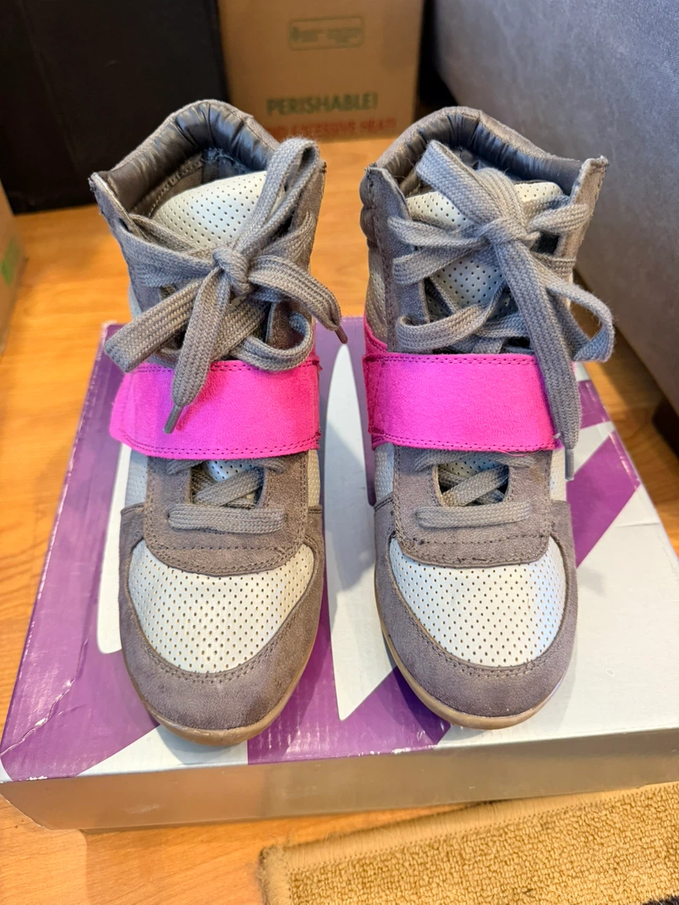 Lane Bryant Wedge Sneakers Gray/Pink Size 8W - photo 2