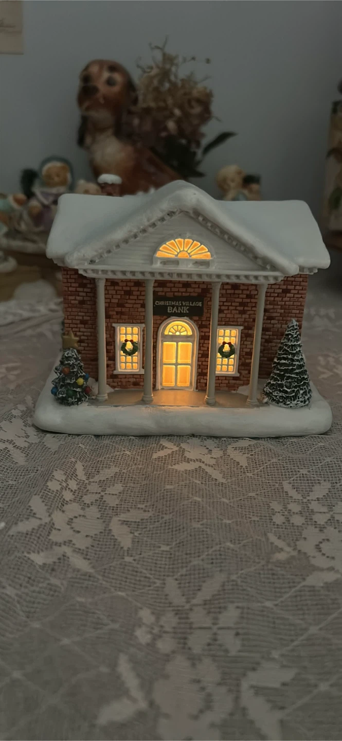 Hawthorne Village Norman Rockwell Christmas Village Bank