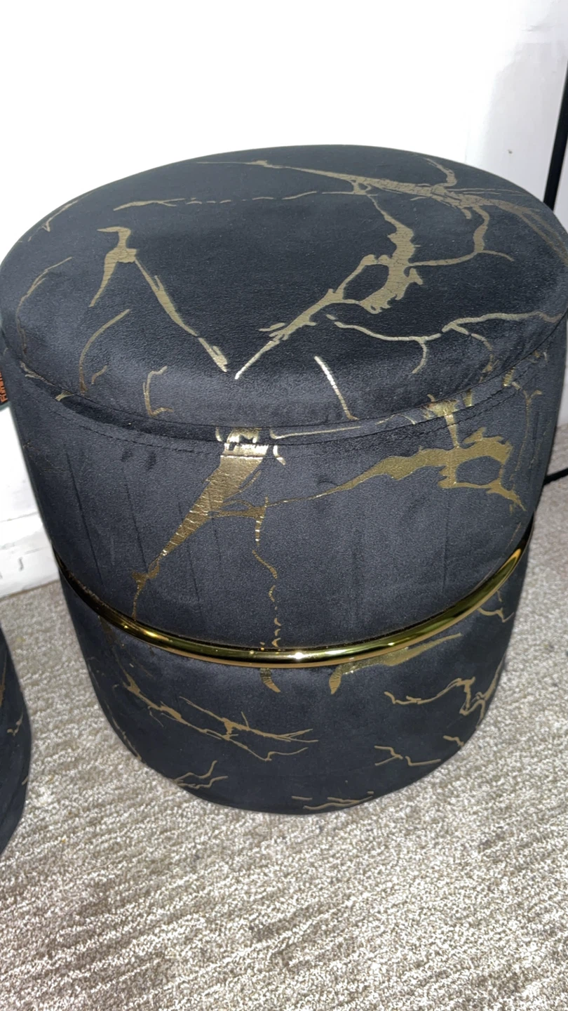 Black and Gold Velvet Storage Ottoman