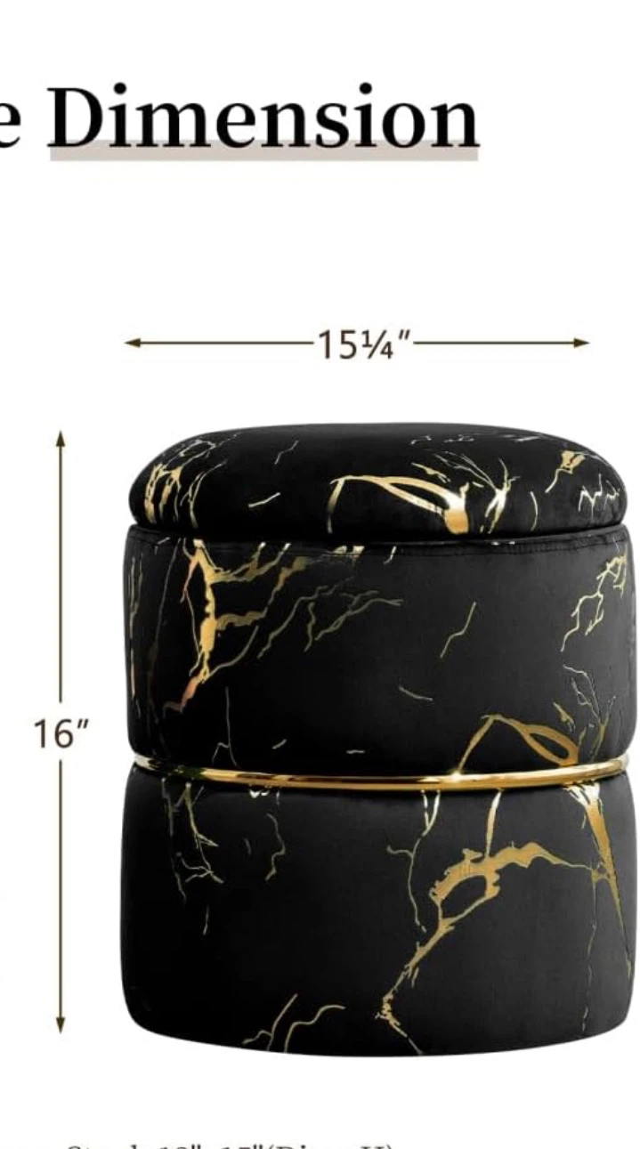Black and Gold Velvet Storage Ottoman - photo 2