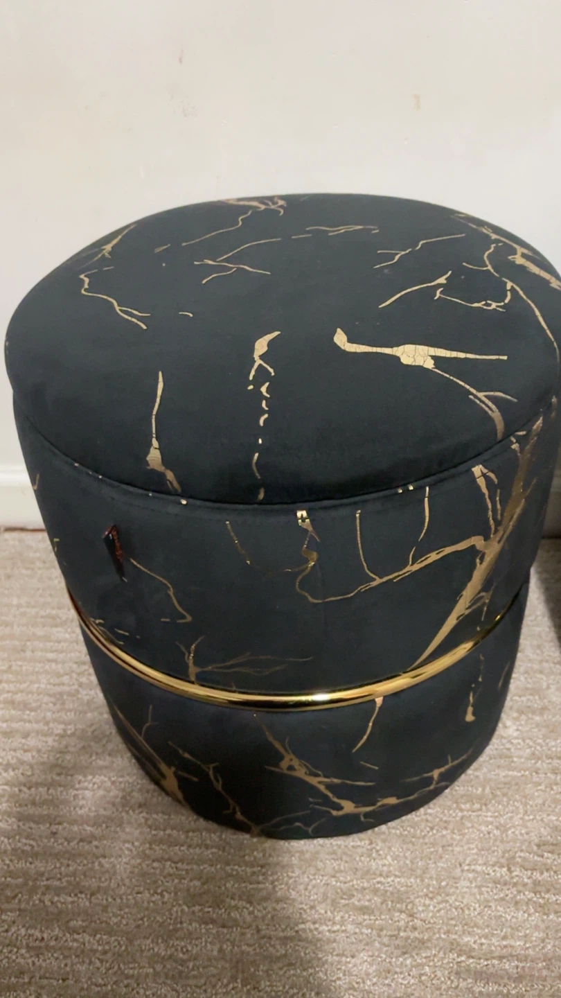 Black and Gold Velvet Storage Ottoman - photo 4