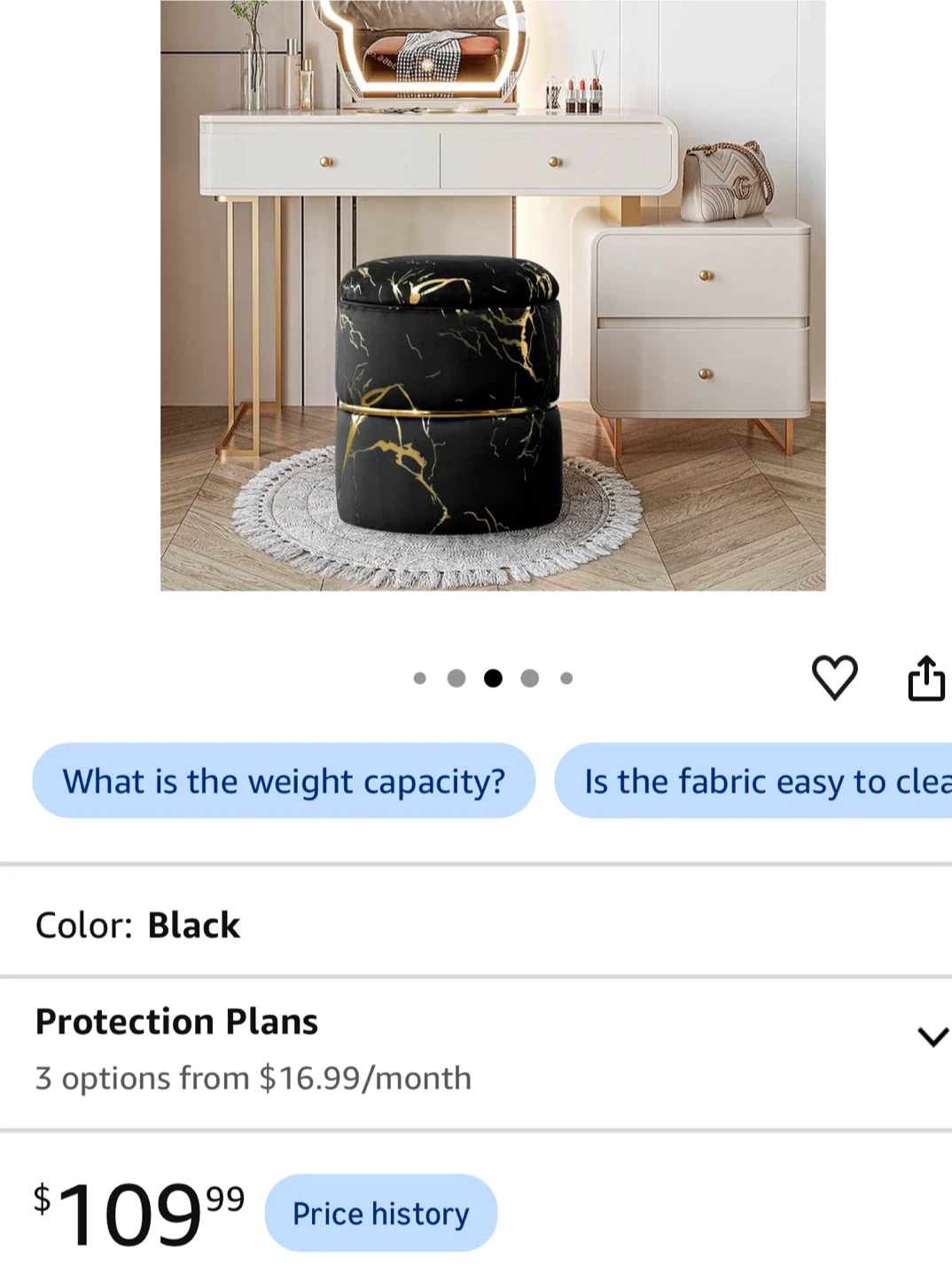 Black and Gold Velvet Storage Ottoman - photo 5