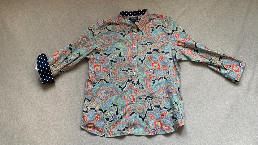Chaps Ladies Petite No Iron Paisley Button Down Shirt - Size XL
