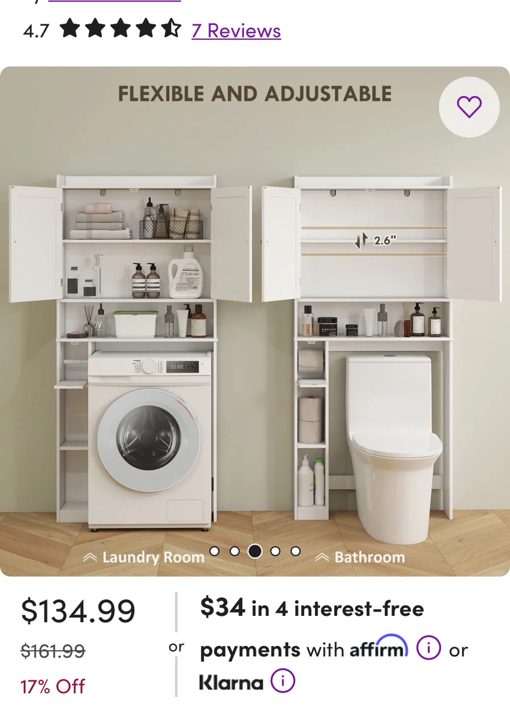 White Bathroom Over-the-Toilet Storage Cabinet