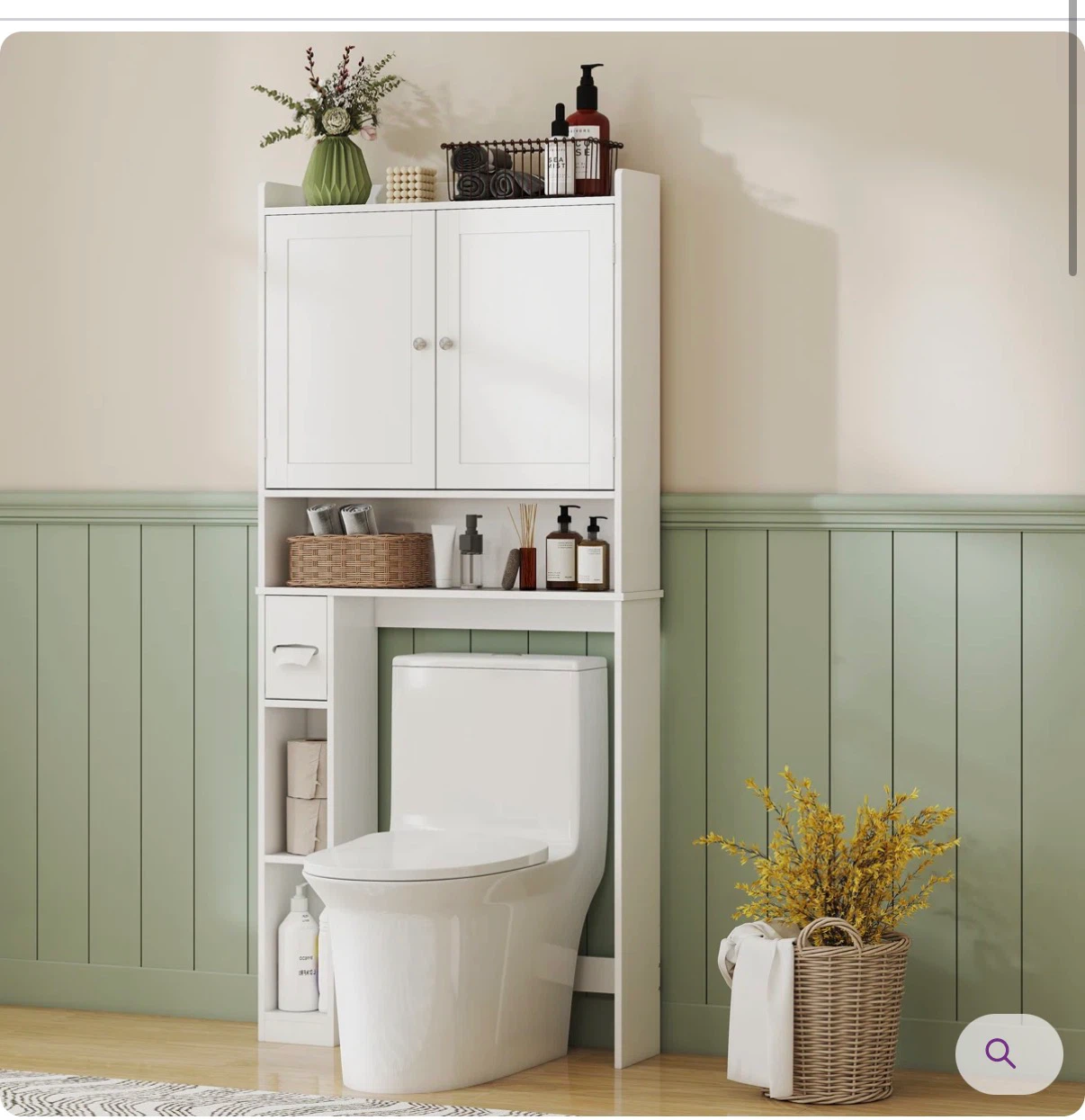 White Bathroom Over-the-Toilet Storage Cabinet - photo 2