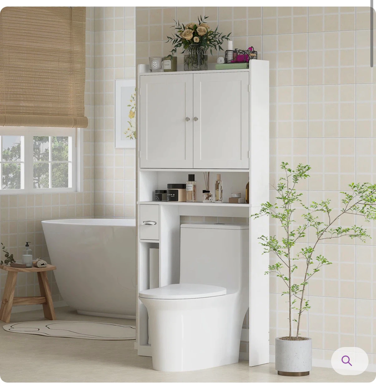 White Bathroom Over-the-Toilet Storage Cabinet - photo 3