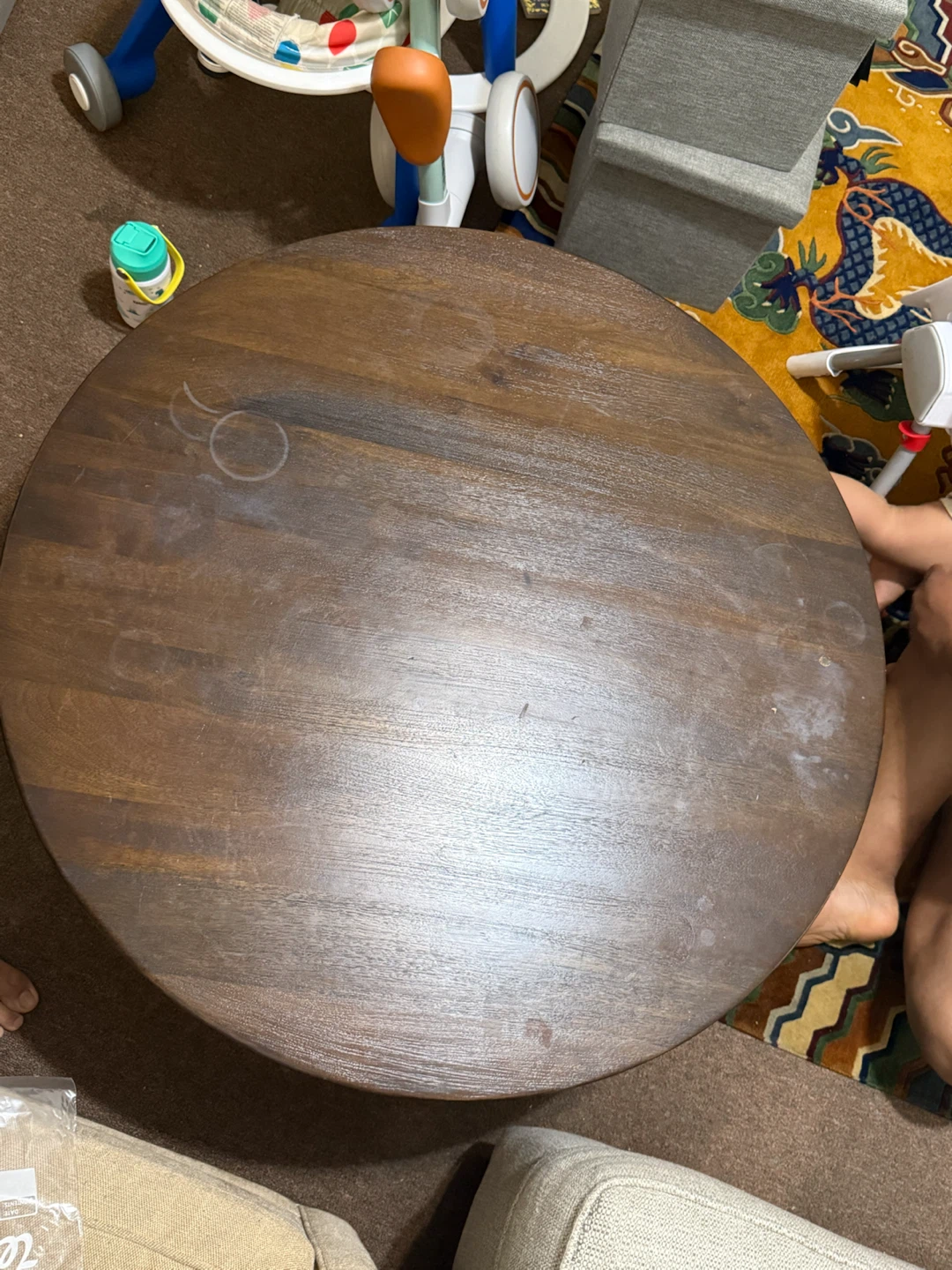 West Elm Round Wood Coffee Table