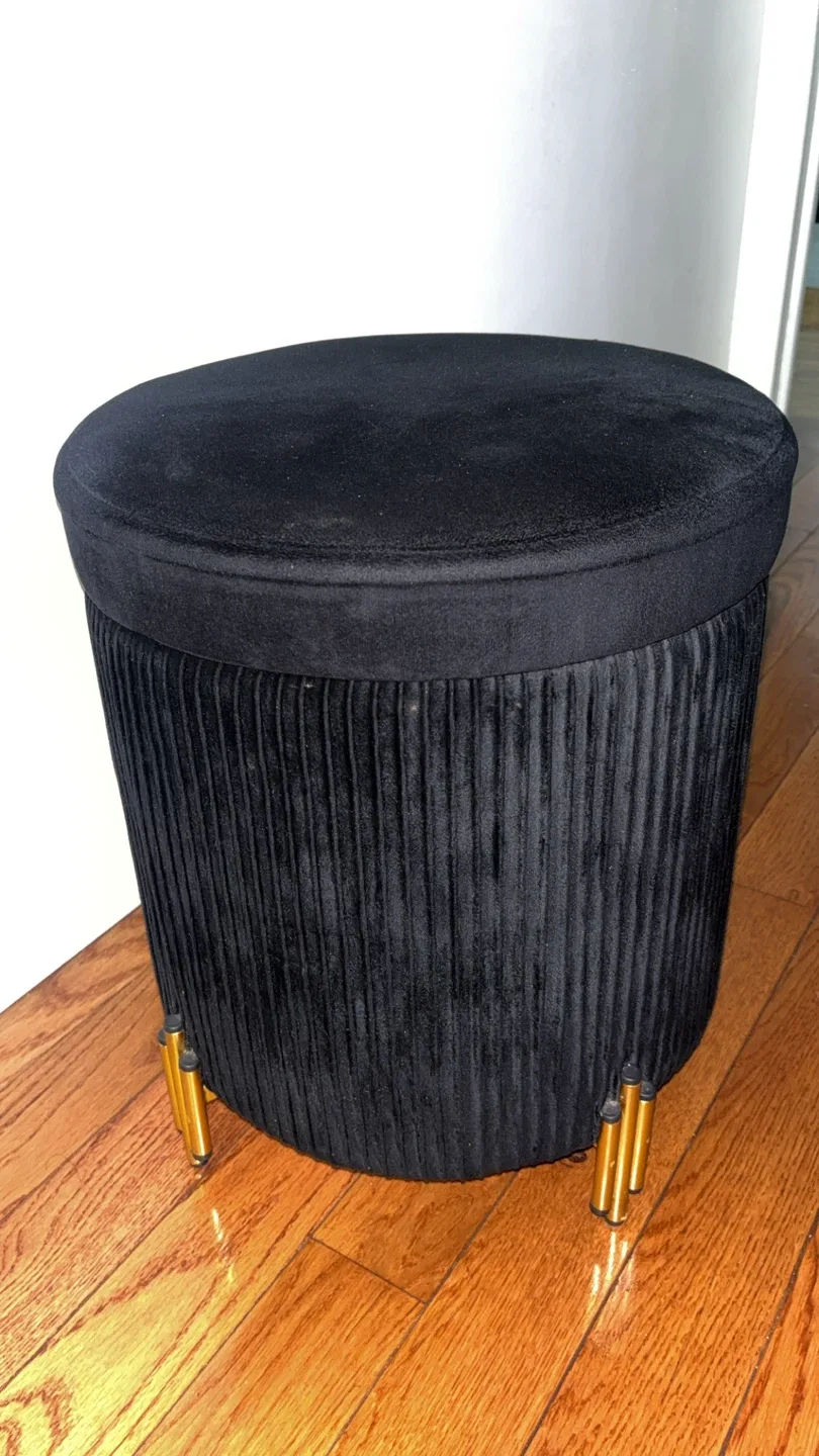 Black Velvet Storage Ottoman