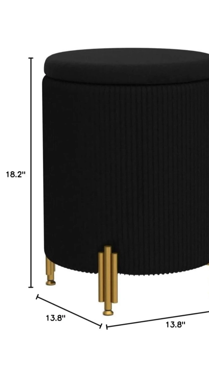 Black Velvet Storage Ottoman - photo 2