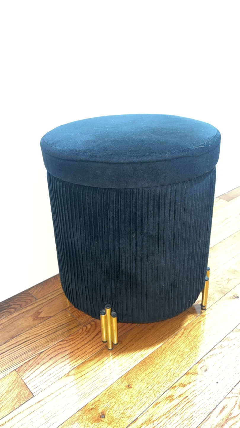 Black Velvet Storage Ottoman - photo 4