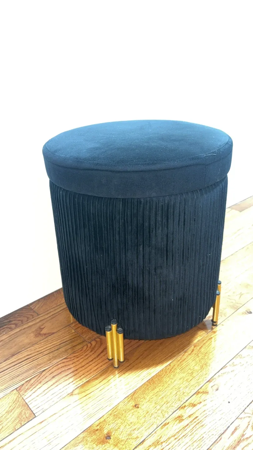 Black Velvet Storage Ottoman - photo 4
