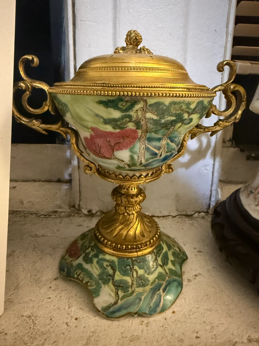 Porcelain and Gilt Bronze Covered Urn