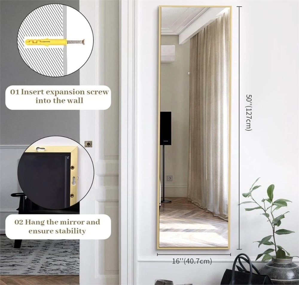 BEAUTYPEAK® Over The Door Full Length Mirror - 16x50” - New - photo 3