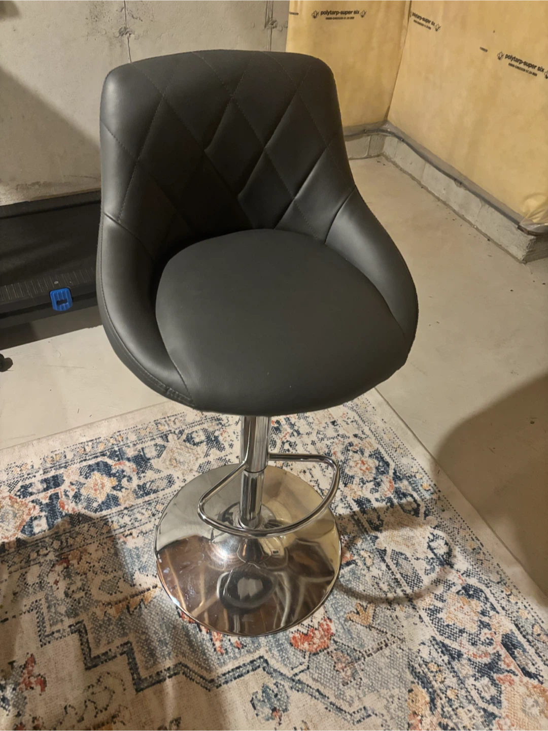 Quilted Grey Faux Leather Bar Stool *2