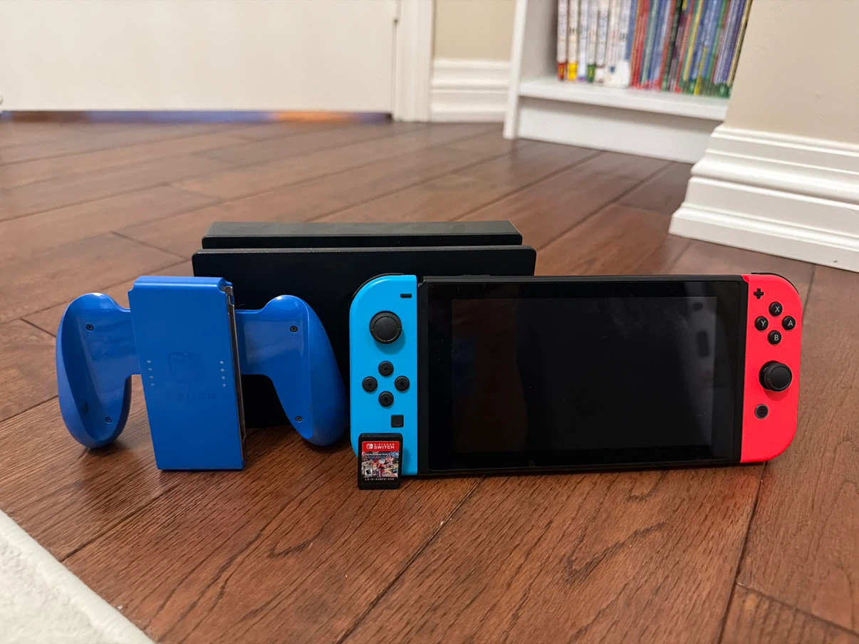 Nintendo Switch Console with Joy-Cons and Mario Kart 8