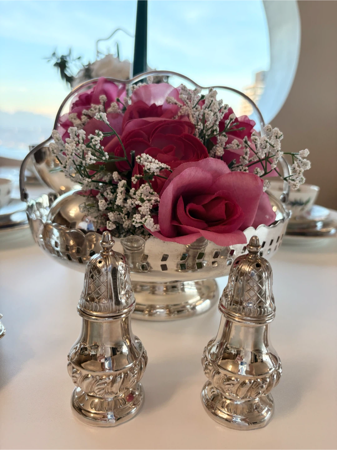Silver-plated decorative basket