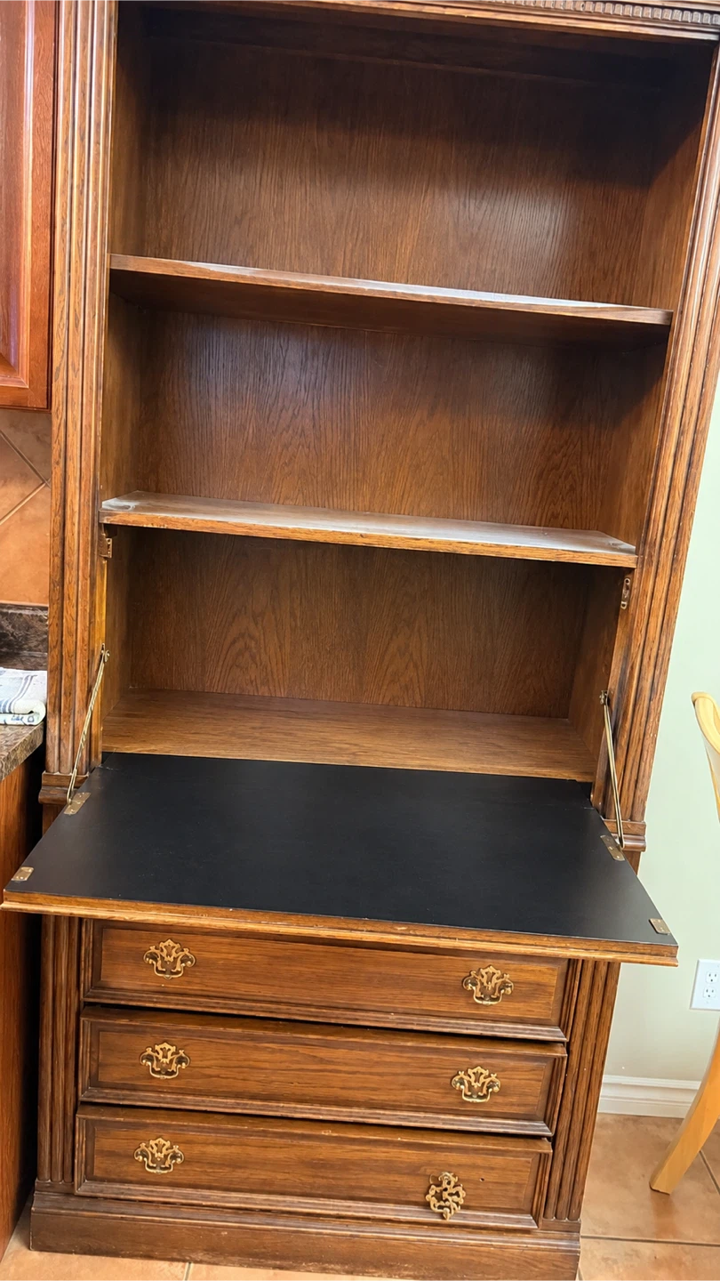 Vintage Oak Secretary Desk and Hutch