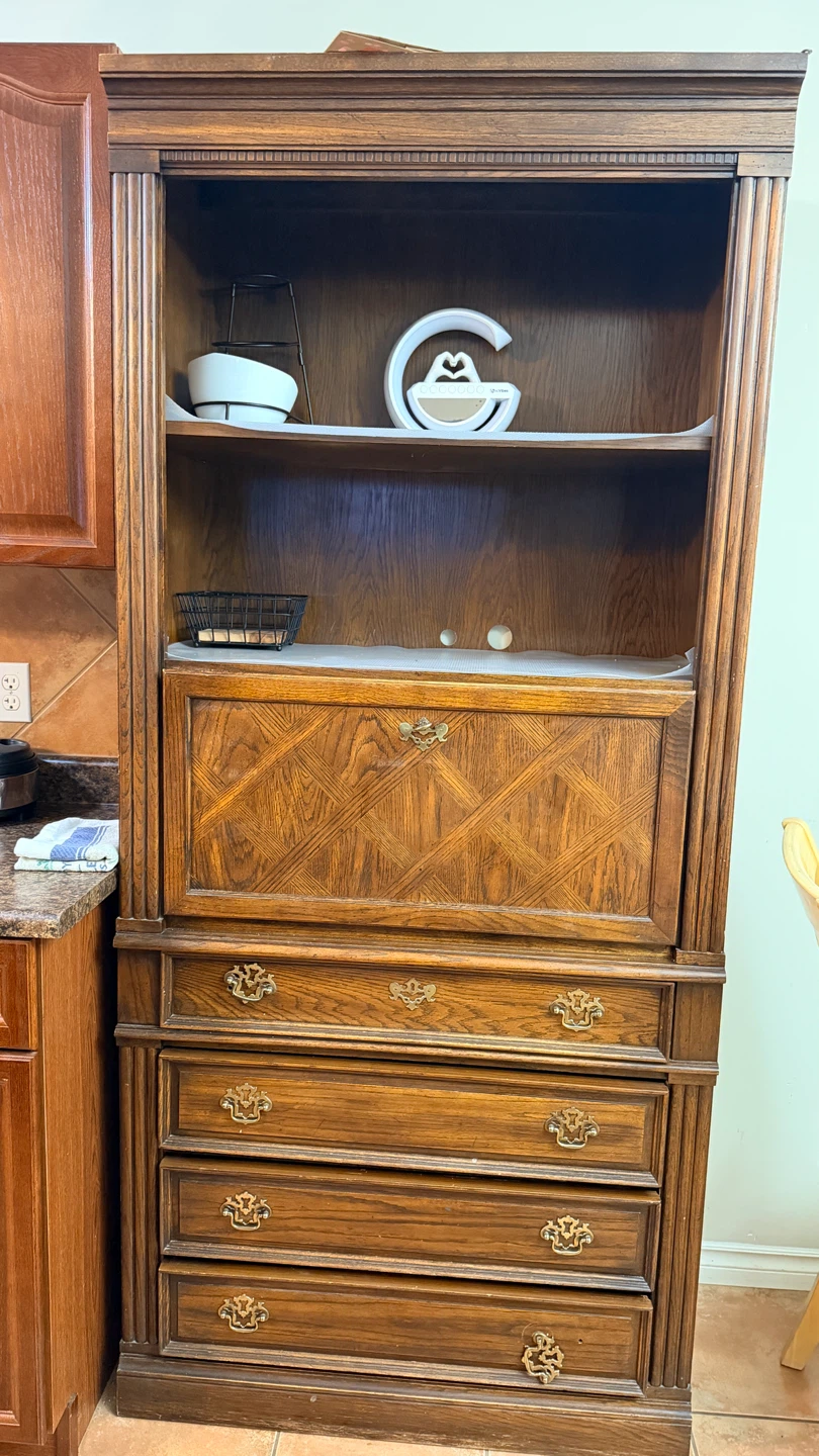 Vintage Oak Secretary Desk and Hutch - photo 4
