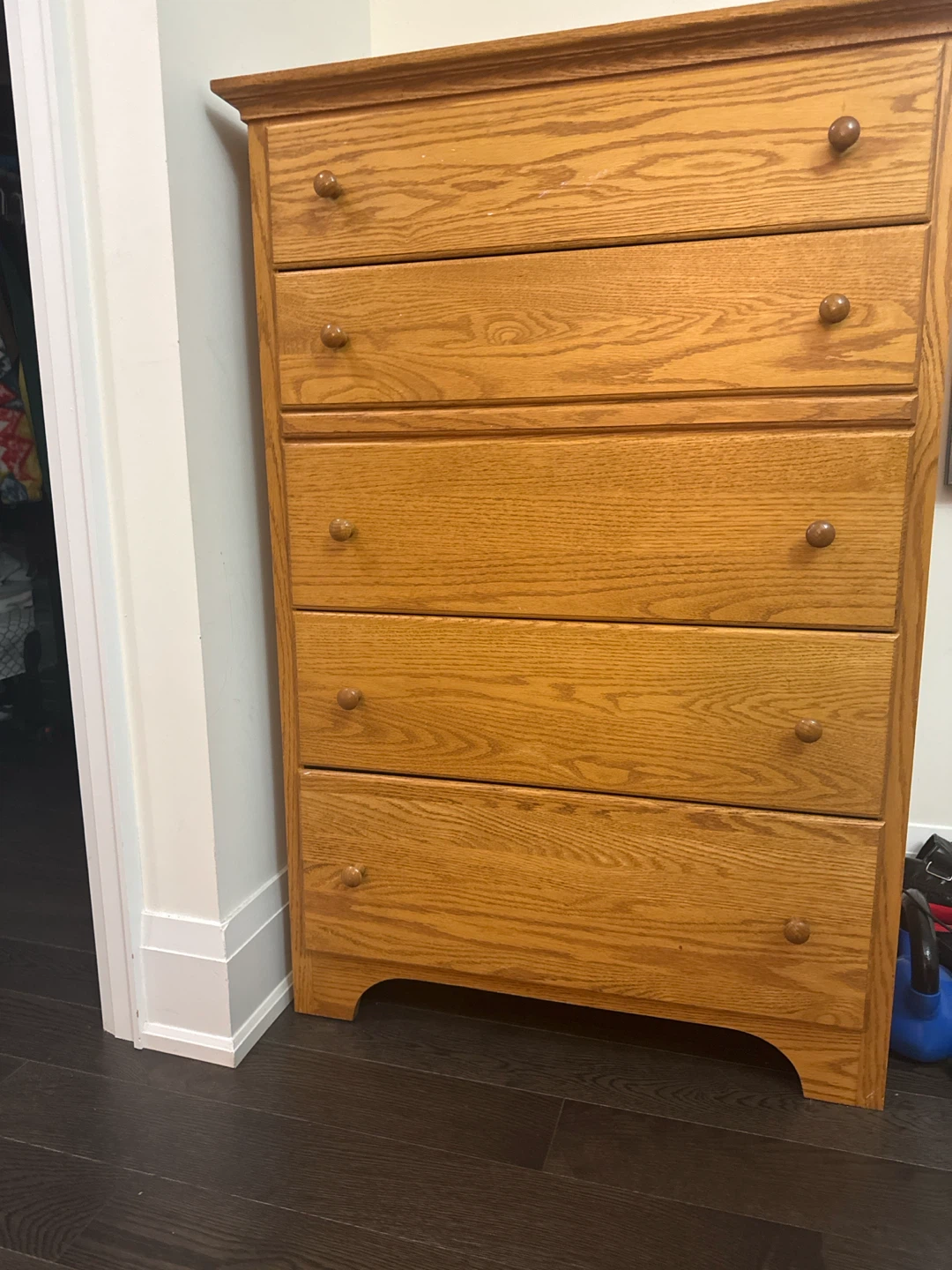 Solid Oak Five-Drawer Dresser - photo 4