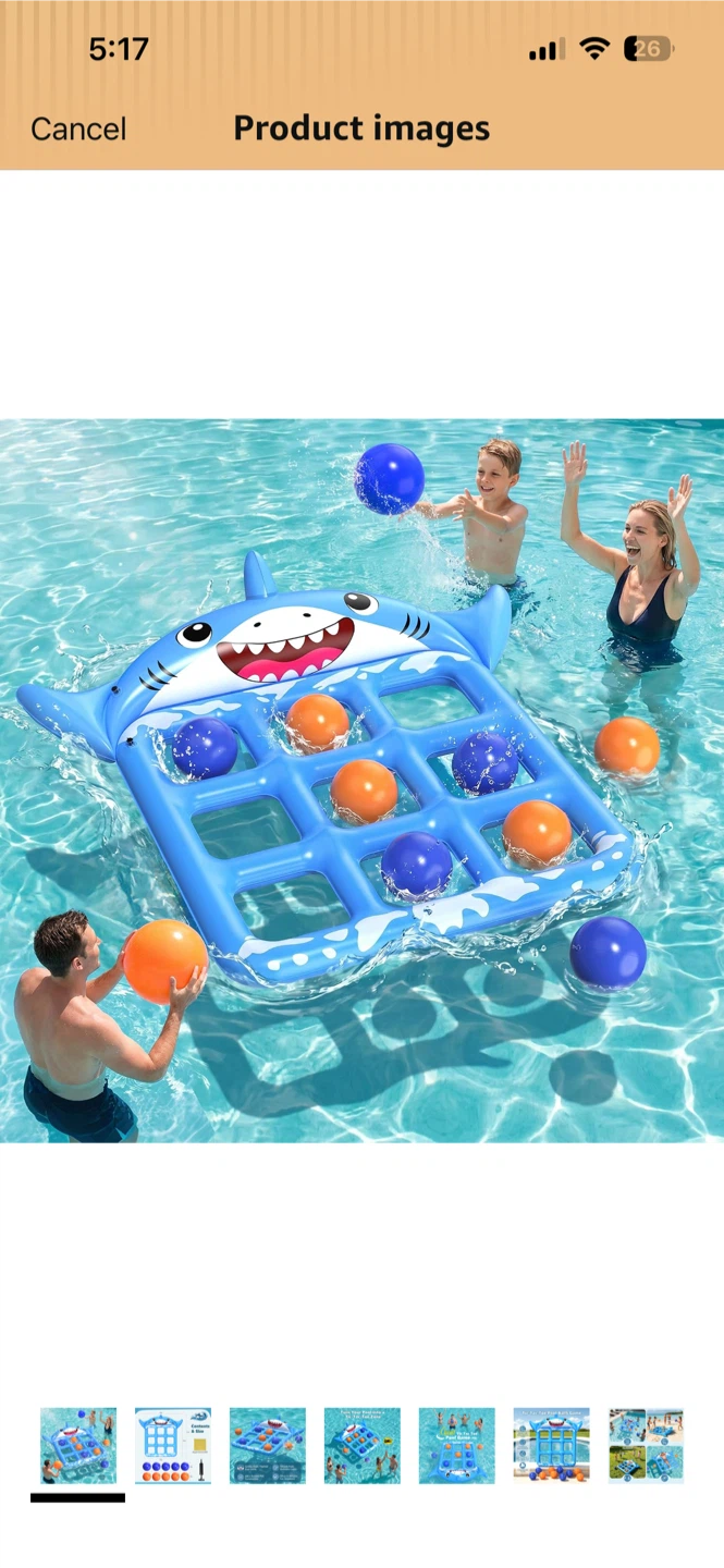 Instaywell Inflatable Shark Tic Tac Toe Pool Game