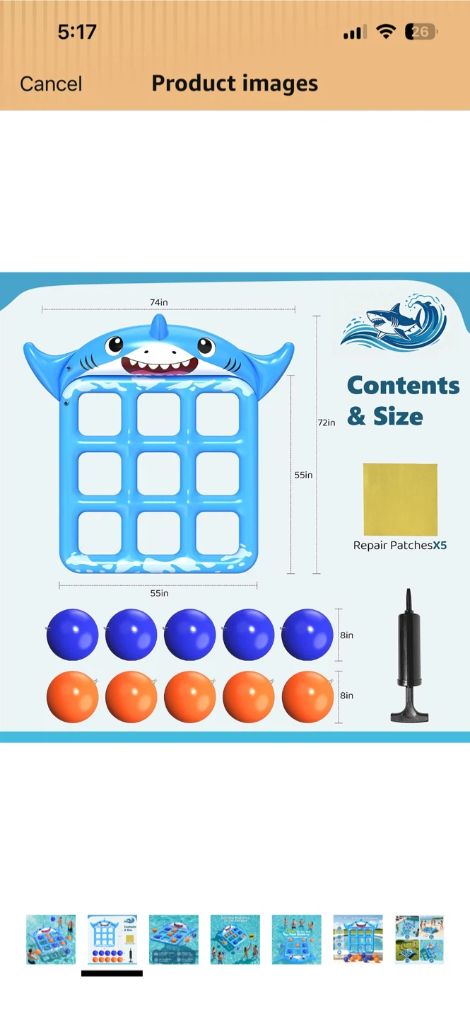 Instaywell Inflatable Shark Tic Tac Toe Pool Game - photo 2