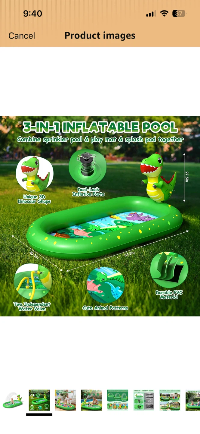 3-in-1 Dinosaur Inflatable Sprinkler Pool - photo 2