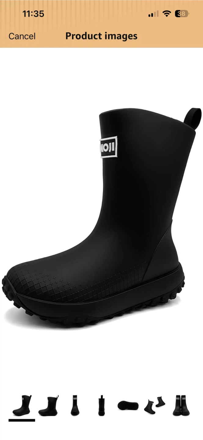 Black AMOJI Rain Boots Size 1