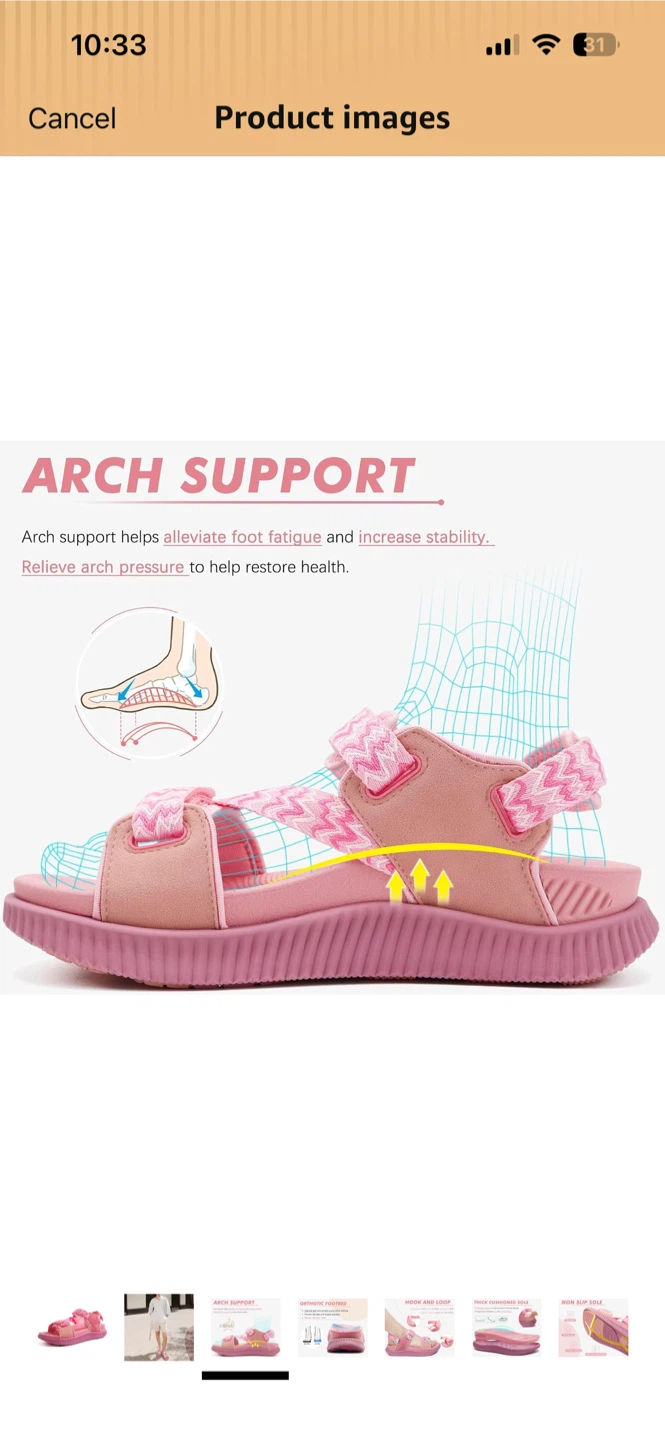 KUAILU Women's Orthotic Sandals - Pink, US Size 9 - photo 2