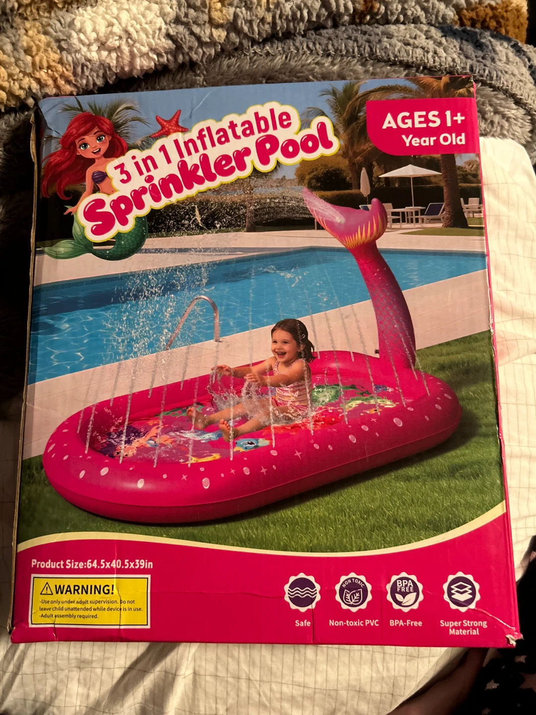 3-in-1 Inflatable Mermaid Sprinkler Pool - photo 4
